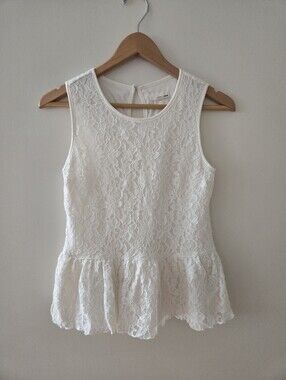 Garage cream Lace Peplum blouse top small